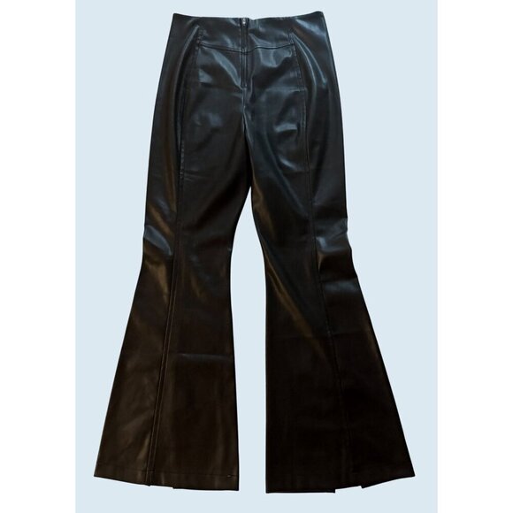 FREE PEOPLE / We The Free Black Faux Leather Split Hem Pants Sz 32 NEW - Picture 5 of 8